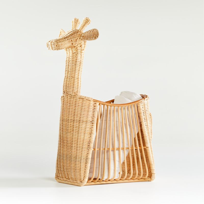 Giraffe Rattan Kids Floor Storage Basket + Reviews | Crate & Kids | Crate & Barrel