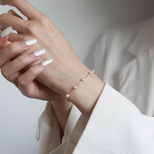 Minimalist Style Pearl Chain Bracelet For Women Adjustable Fashion Jewelry Alloy Bracelet For Fri... | Amazon (US)