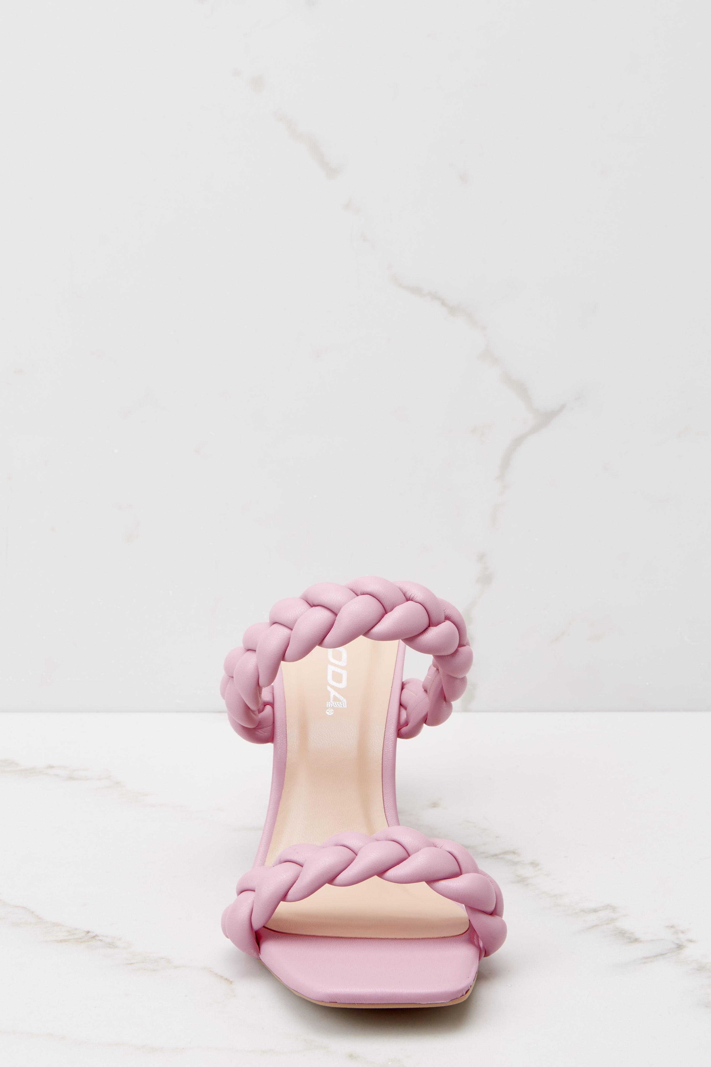 The Final Step Pink Braided Heels | Red Dress 