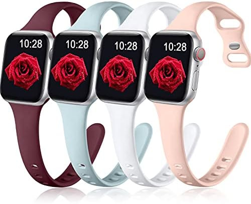 GEAK Compatible with Apple Watch Bands Series 6 38mm 40mm for Women, Slim Silicone Sport Wristban... | Amazon (US)