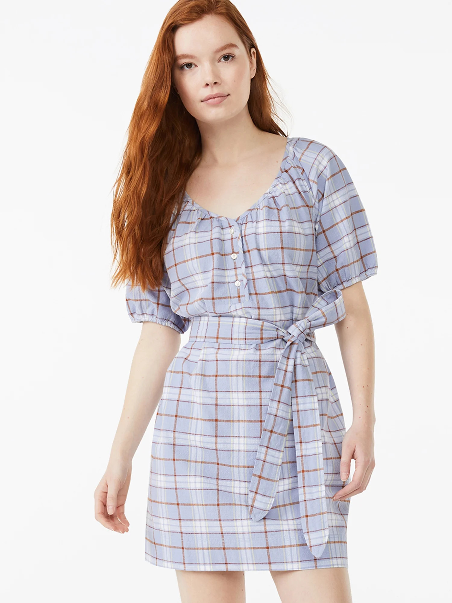 Free Assembly Women's Puff Sleeve Shirtdress - Walmart.com | Walmart (US)