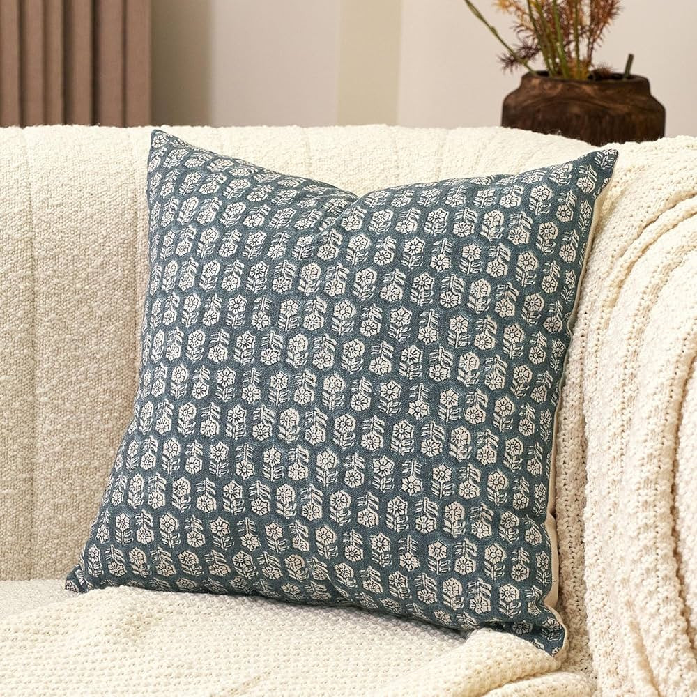 Floral Pillow Covers 18x18 Couch Pillows for Living Room Farmhouse Neutral Pillow Covers Decorati... | Amazon (US)