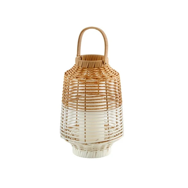 Better Homes & Gardens Decorative Natural & White Woven Battery Operated Outdoor Lantern With Rem... | Walmart (US)