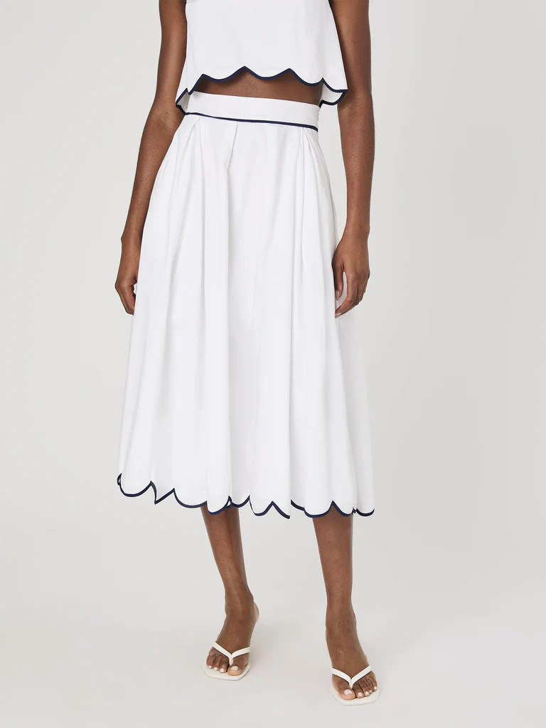 Alexis Cotton Scallop Midi Skirt | French Connection (US)