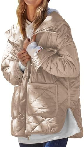 Dyexces Womens Quilted Puffer Jacket Hooded Long Sleeve Zip Up Winter Coat Lightweight Warm Jacke... | Amazon (US)