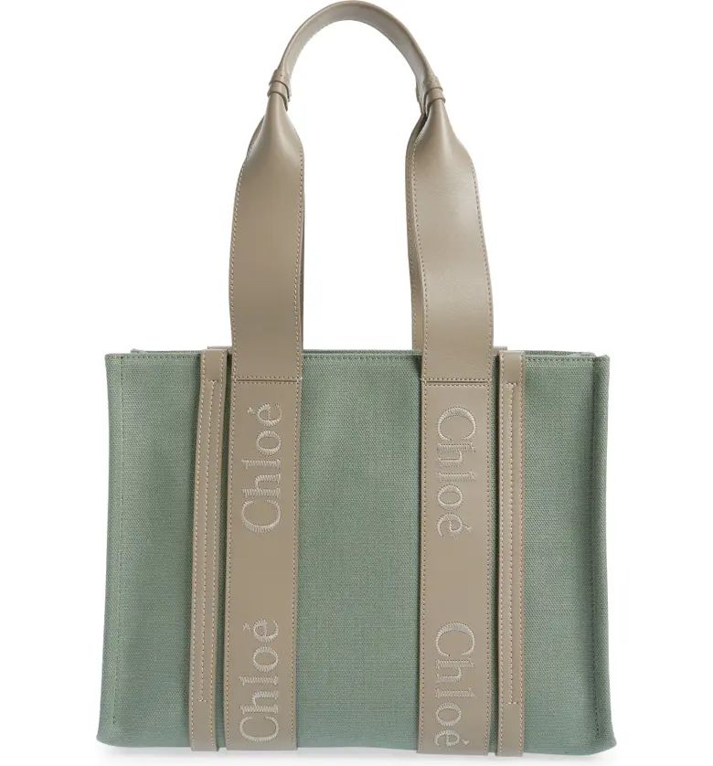 Medium Woody Linen & Leather Tote | Nordstrom