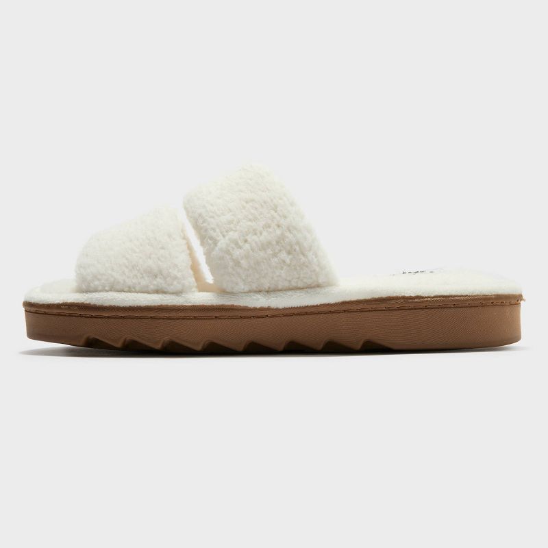 Women's dluxe by dearfoams Eliana Teddy Double Band Slide Slippers | Target