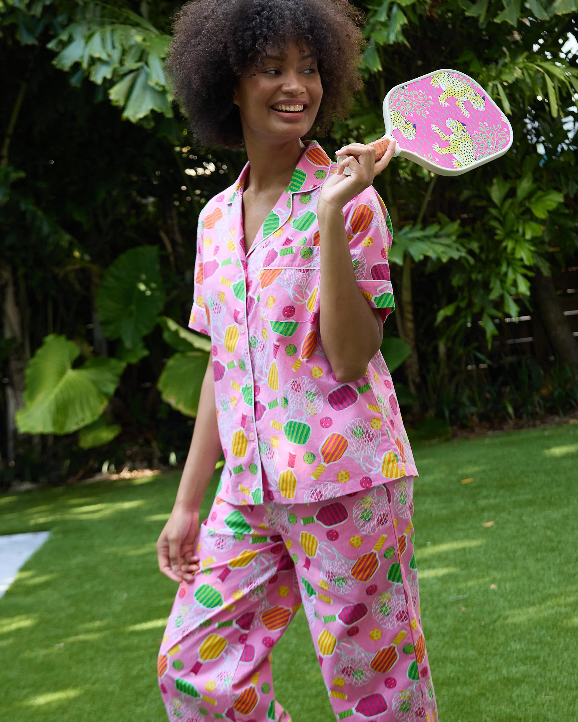 Pretty In Pickleball - Short Sleeve Top &amp; Cropped Pants Set - Popsicle | Printfresh