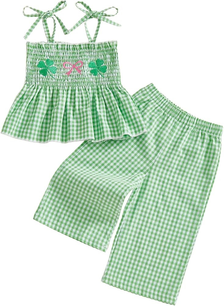 FIOMVA Christmas Toddler Baby Girl Outfit Spaghetti Strap Top Linen Pant Set Kids Little Girls Xm... | Amazon (US)