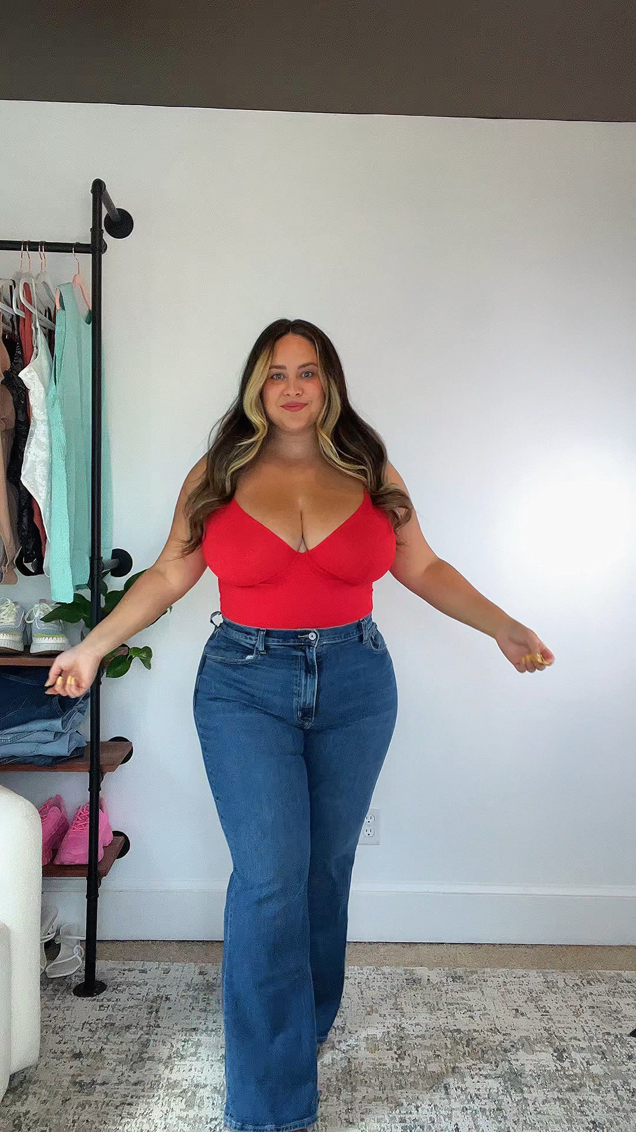 Shapewear bodysuit for a large chest! 

5’2” 14-16 38J 
Wearing an XXL 

Jeans size 33, stretchy and comfortable! 

‼️ USE CODE 1010AMANDARD FOR ADDITIONAL DISCOUNT ON BODYSUIT UNTIL 08/29 ‼️ 

#datenightoutfits #fullbust #girlsnightout #red #shapewear #bodysuit #flare #jeans #curvelove #size14 #size16 

#LTKStyleTip #LTKMidsize #LTKPlusSize