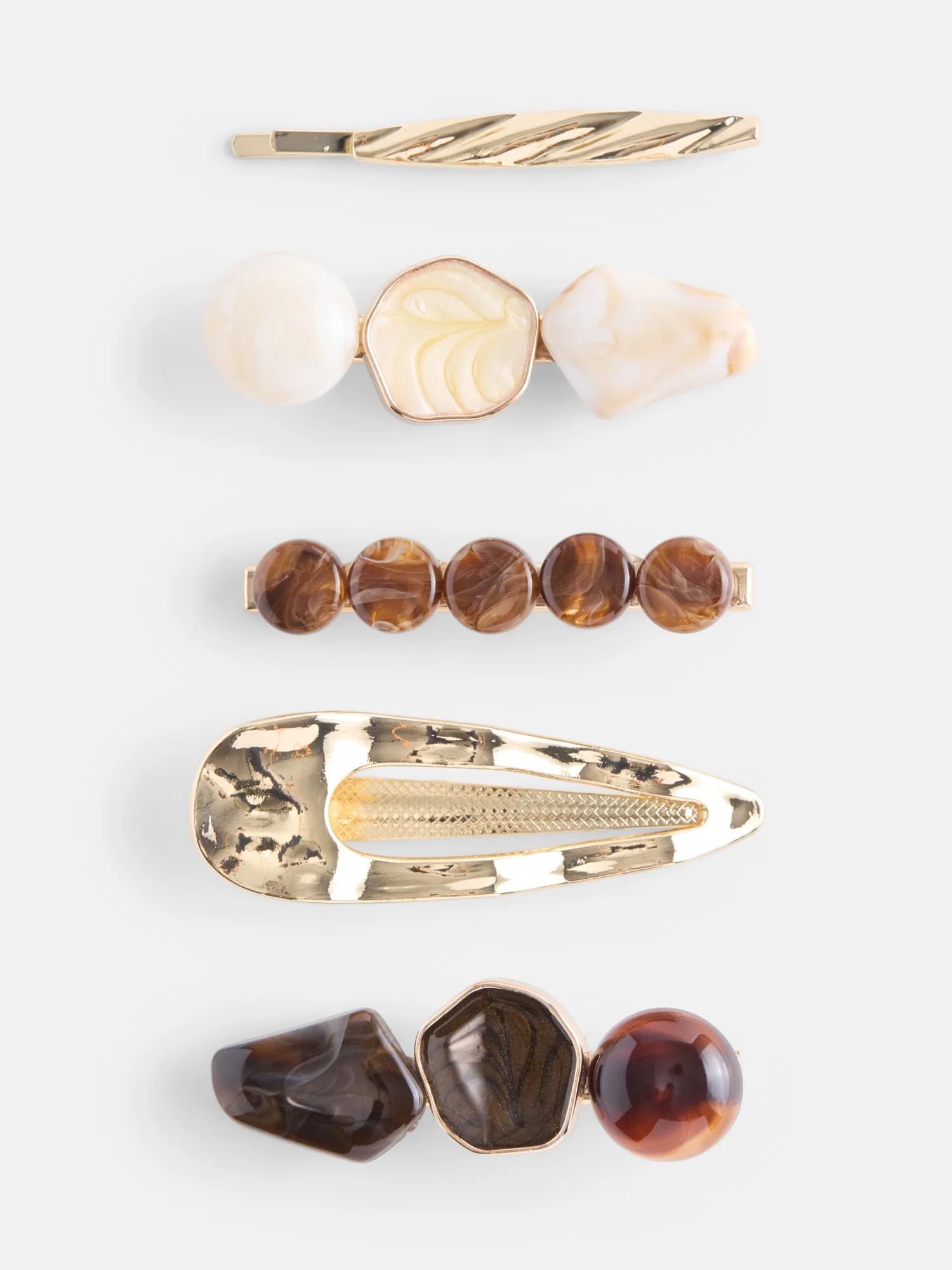 Scenario Women's Marbled Stone Hair Clips, 5-Pack, Brown | Walmart (US)