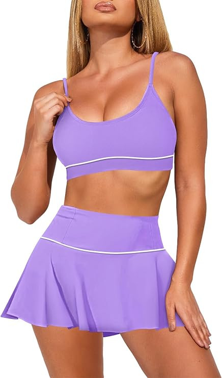 Pink Queen 2024 High Waisted Bikini Set for Women 2 Piece Swimsuits Scoop Neck Spaghetti Straps S... | Amazon (US)