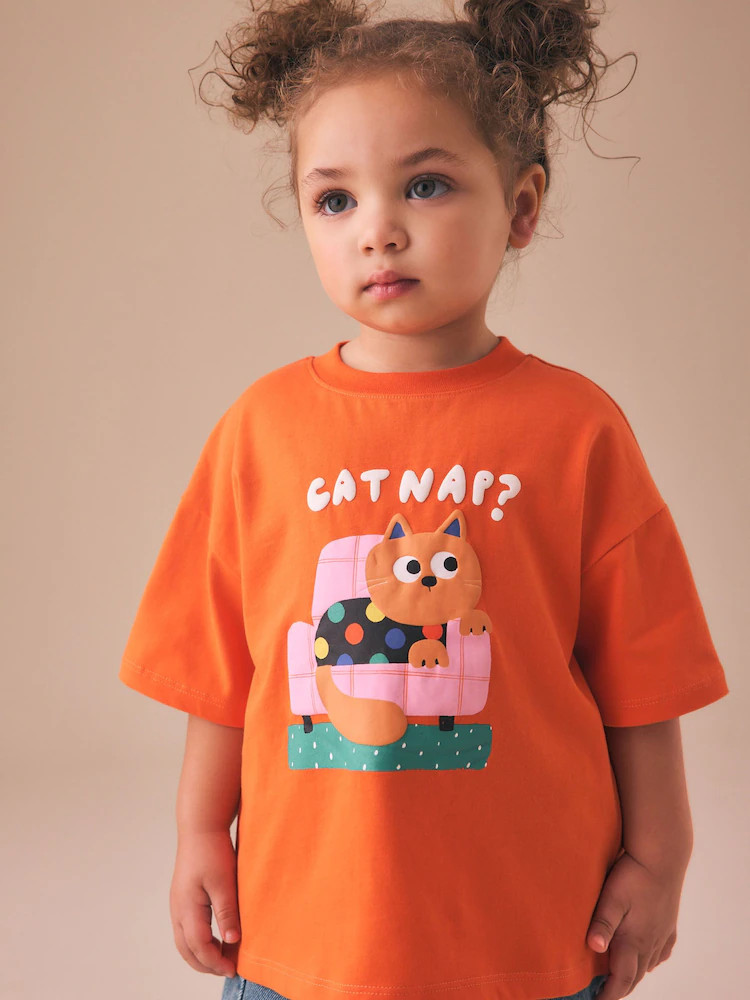 Orange Cat Short Sleeve T-Shirt (3mths-7yrs) | Next US