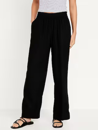 High-Waisted Linen-Blend Wide-Leg Pants | Old Navy (US)