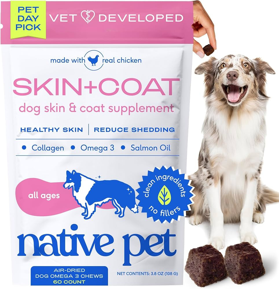 Native Pet Skin & Coat Chews - Omega 3 Fish Oil for Dogs Skin & Coat Supplement - Itch Relief, Sh... | Amazon (US)