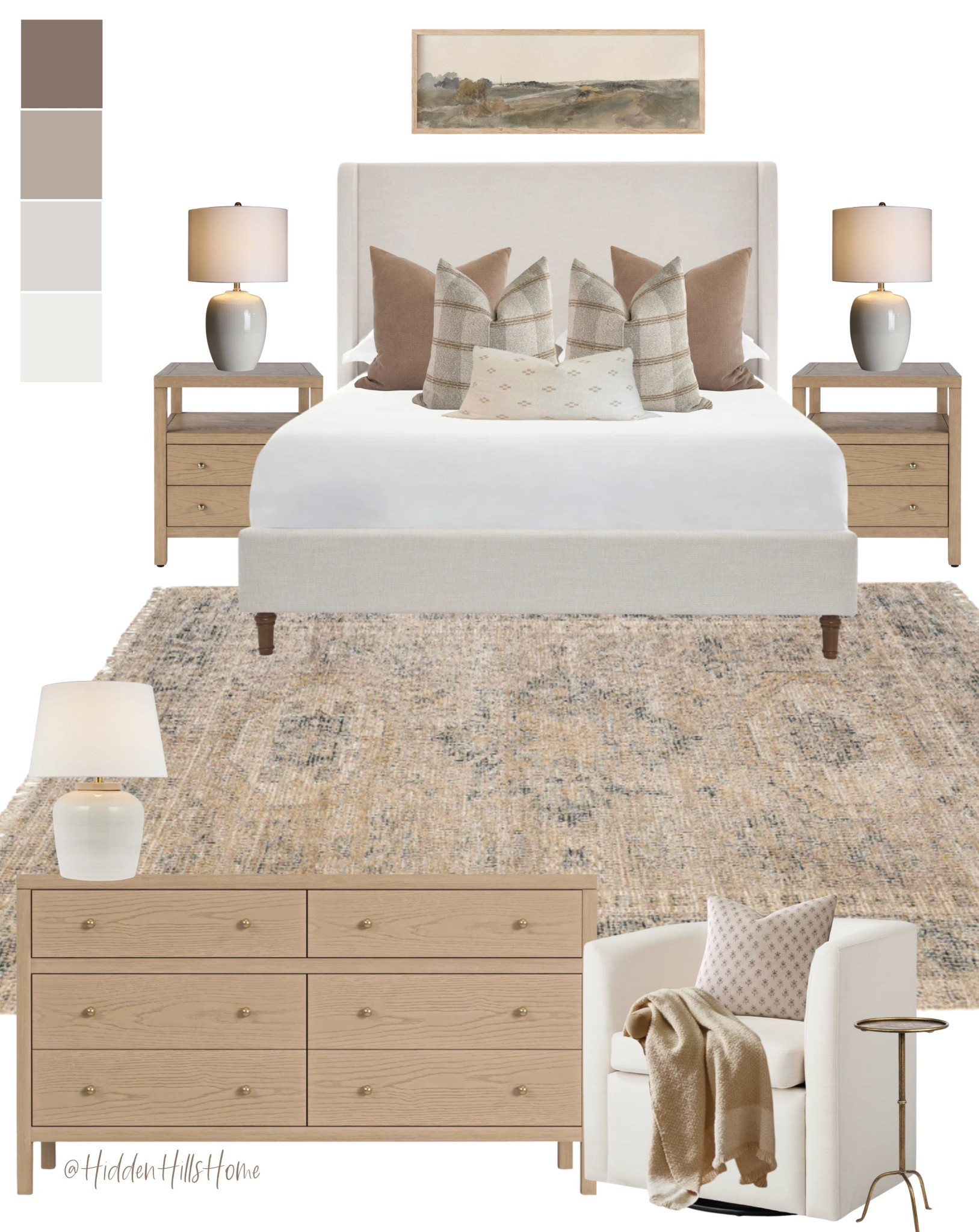 Master Bedroom decor ideas, bedding, home decor, nightstands, bedroom rug, bedroom mood board, primary bedroom design, dresser, cozy bedroom inspiration 

#LTKHome #LTKSeasonal #LTKSaleAlert