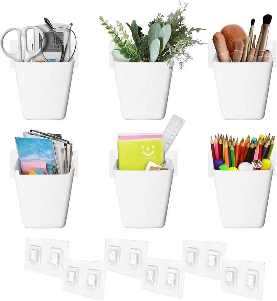 Wall Caddy Pen Holders, 6 Pack Large Pencil Cups Organizer for Marker/Remote/Crayon/White Board A... | Amazon (US)