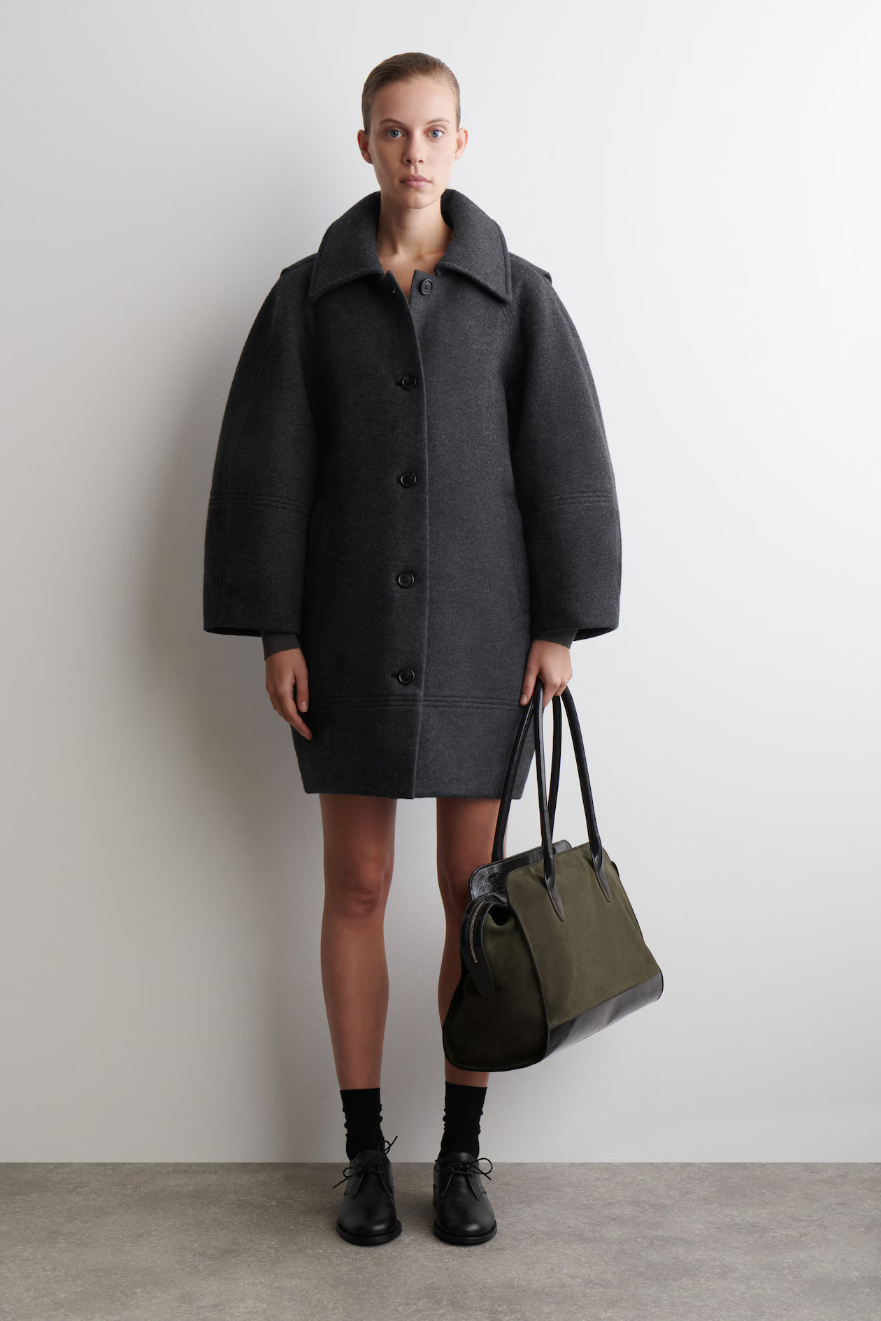 SCULPTED WOOL-BLEND COAT - DARK-GRAY MÉLANGE | COS US | COS (US)