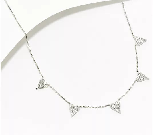 Diamonique x Jennifer Miller 5 Heart Station Necklace, Sterl - QVC.com | QVC