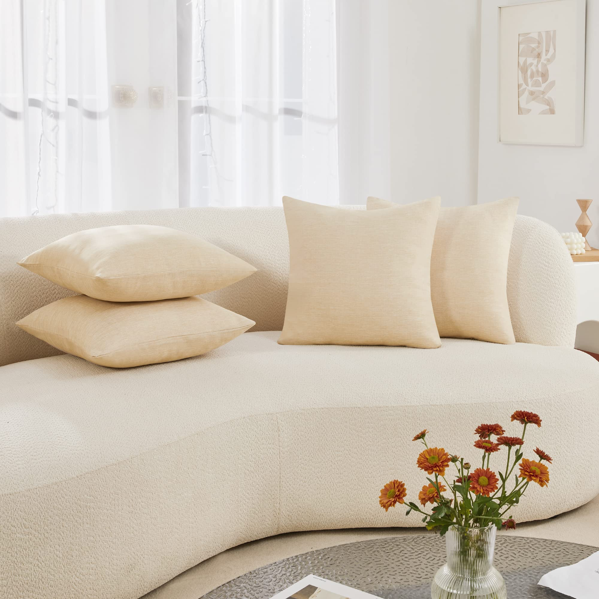 Deconovo Decorative Throw Pillow Covers - Set of 4 Soft Linen Cushion Covers, 20x20 Inch, Green &... | Amazon (US)