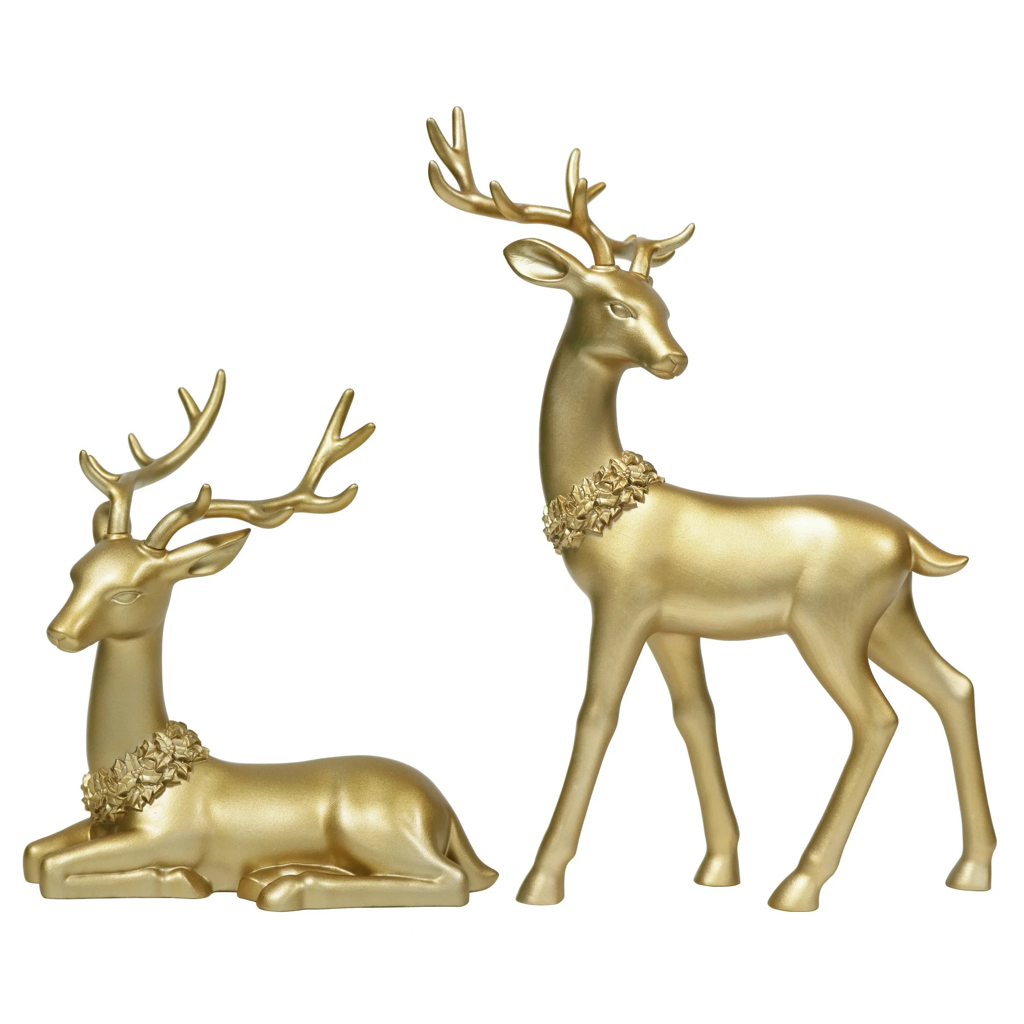 Blow Mold Plastic Deer Christmas Tabletop Decoration, Gold, 2 Count, by Holiday Time | Walmart (US)