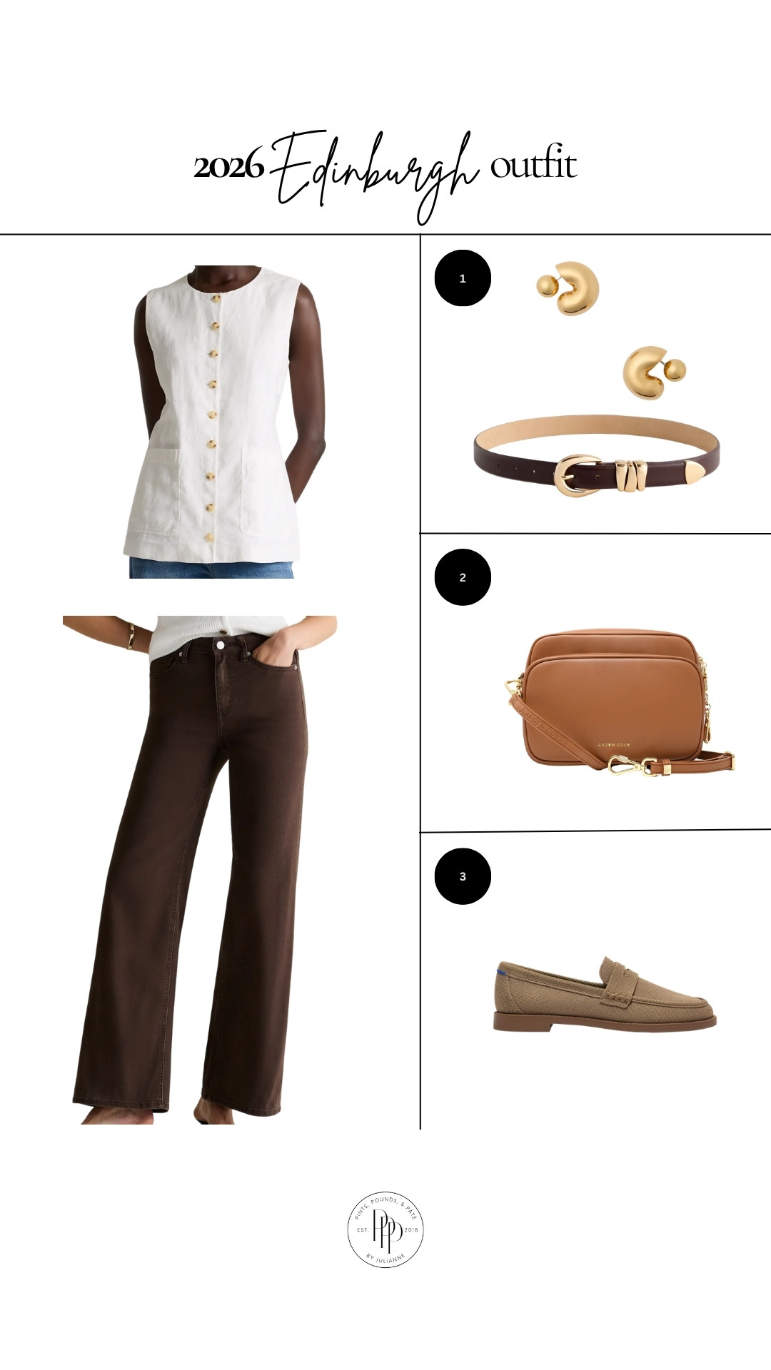 A little Edinburgh outfit moment — easy neutrals, rich brown denim, and the cutest accessories to pull it all together!🤎 

 #LTKootd #LTKSeasonal #LTKTravel