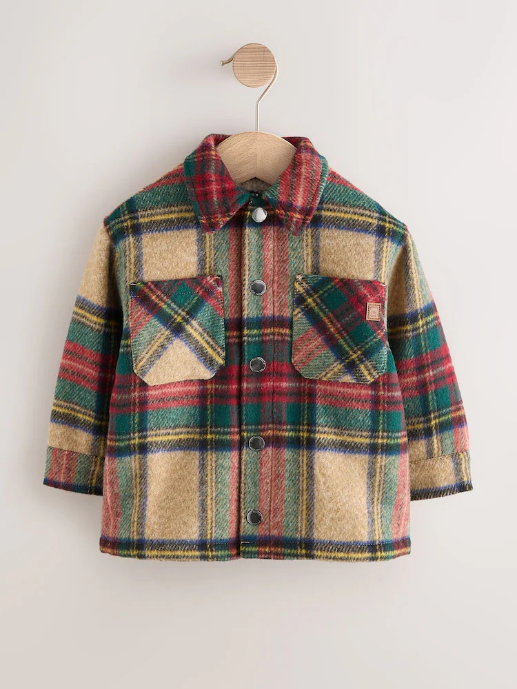 Red/Green Check Borg Lined Shacket (3mths-7yrs) | Next US