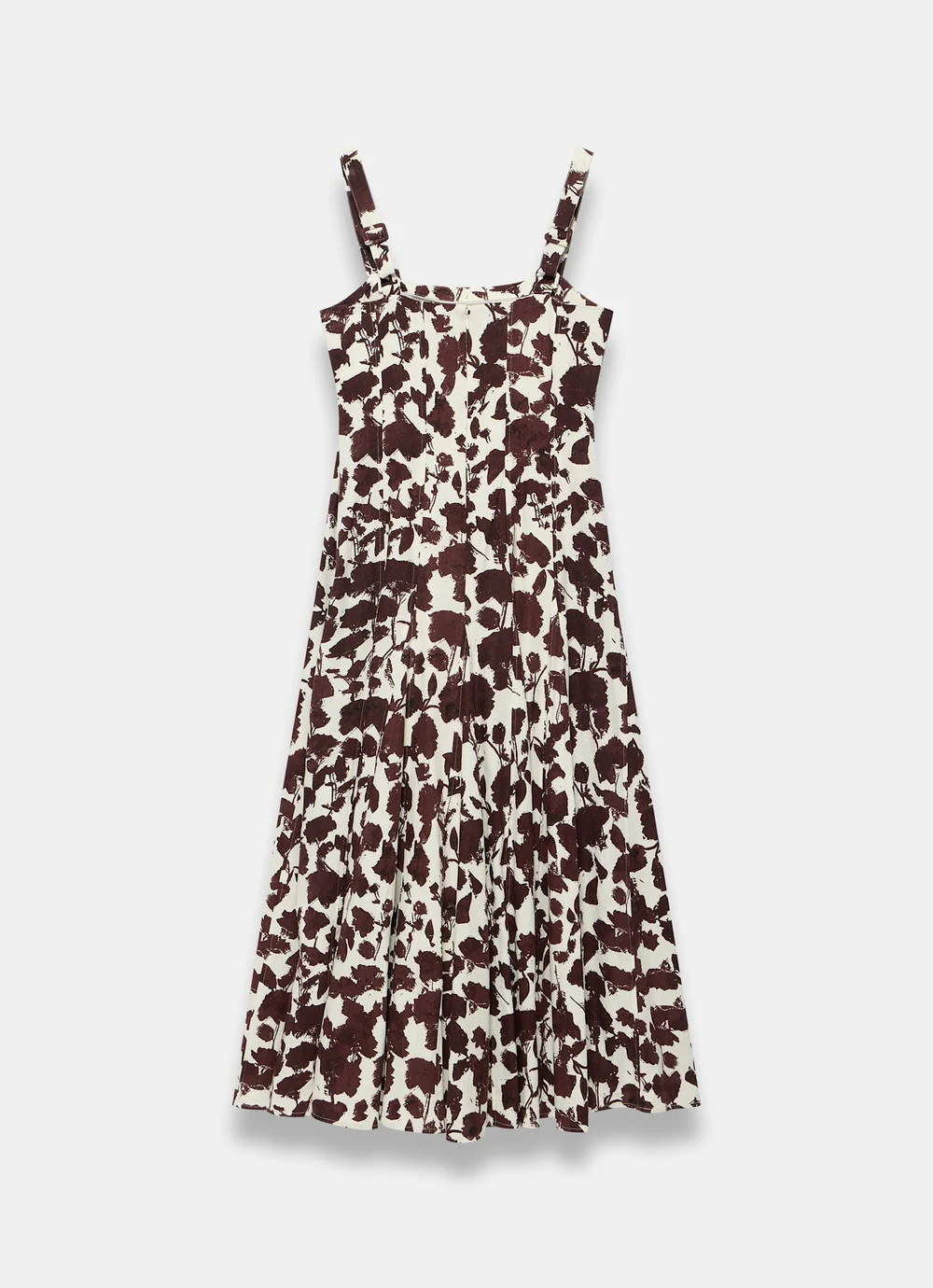 Brown Linen Blend Printed Midi Dress | Mint Velvet
