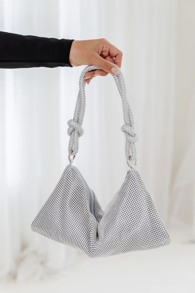 Ran Out Of Love Silver Rhinestone Bag | Pink Lily