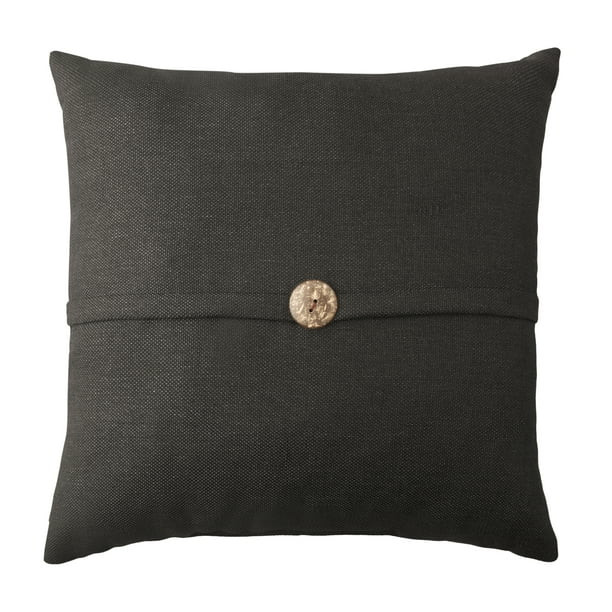 Better Homes & Gardens 21" x 21", Button Outdoor Toss Pillow, Black | Walmart (US)