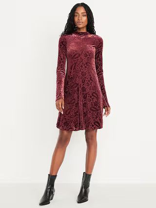 Long-Sleeve Velour Mini Dress | Old Navy (US)