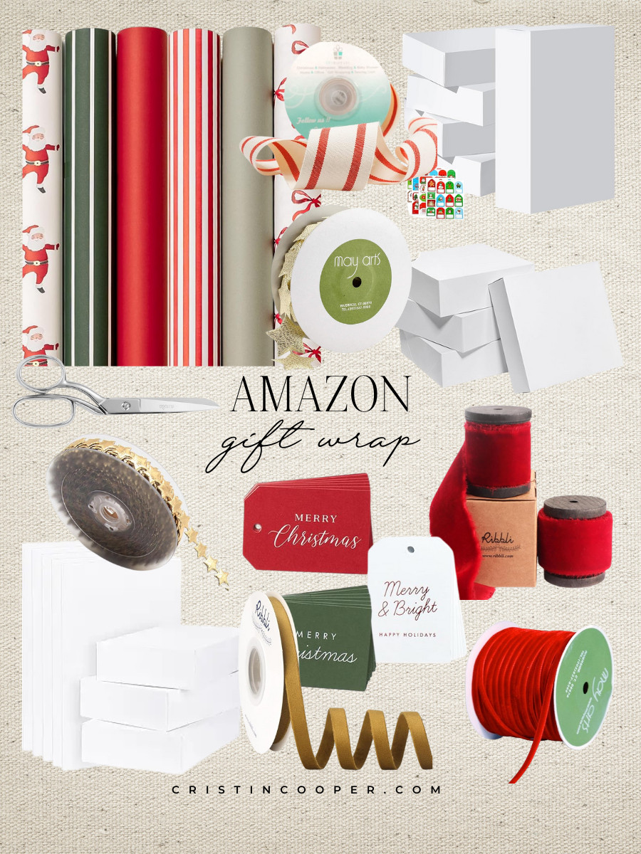 Gift Wrap from Amazon - deep boxes, ribbon and gift wrap. 

 #LTKHoliday #LTKSeasonal #LTKFamily