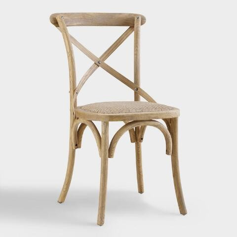 Gray Wood and Rattan Syena Side Chairs Set of 2 | World Market