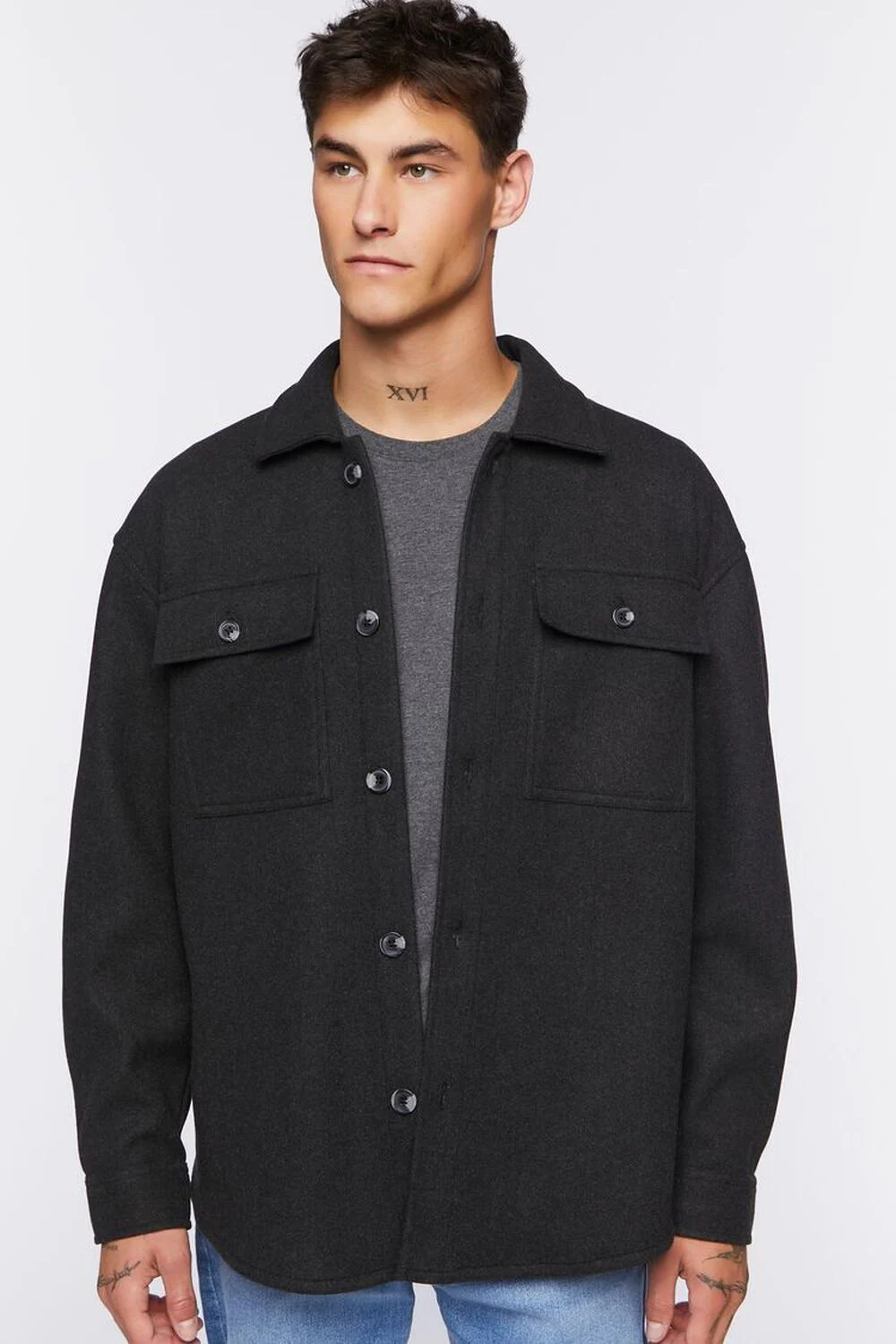 Scoop-Hem Button-Up Jacket | Forever 21 (US)