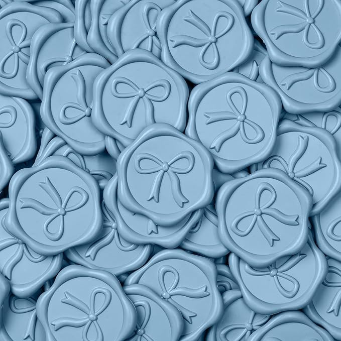 UNIQOOO 3D Bow Wax Seal Stickers - 50 Pcs Elegant Self-Adhesive Dusty Blue Seals, for Wedding Inv... | Amazon (US)