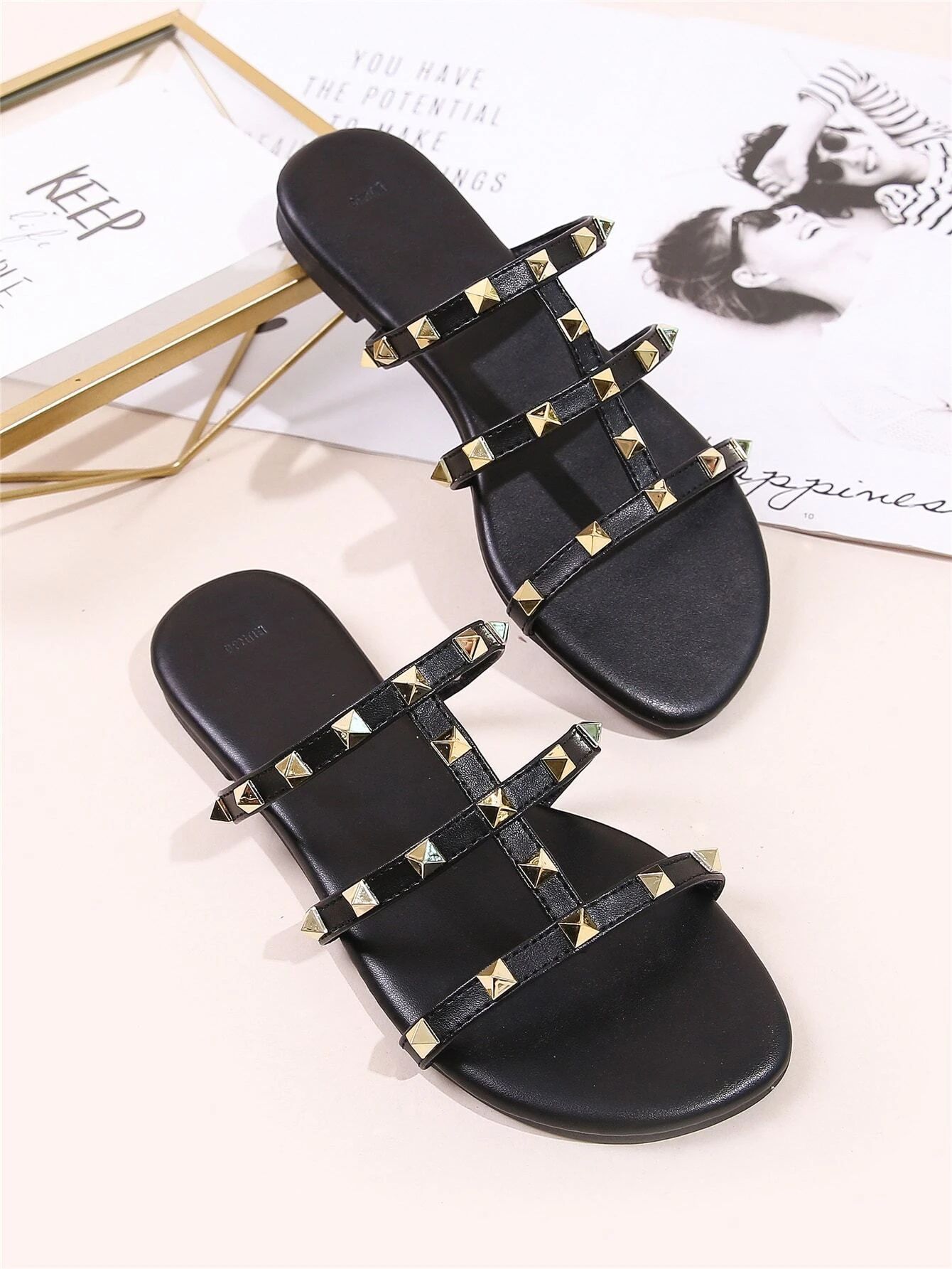 Studded Decor Slide Sandals | SHEIN