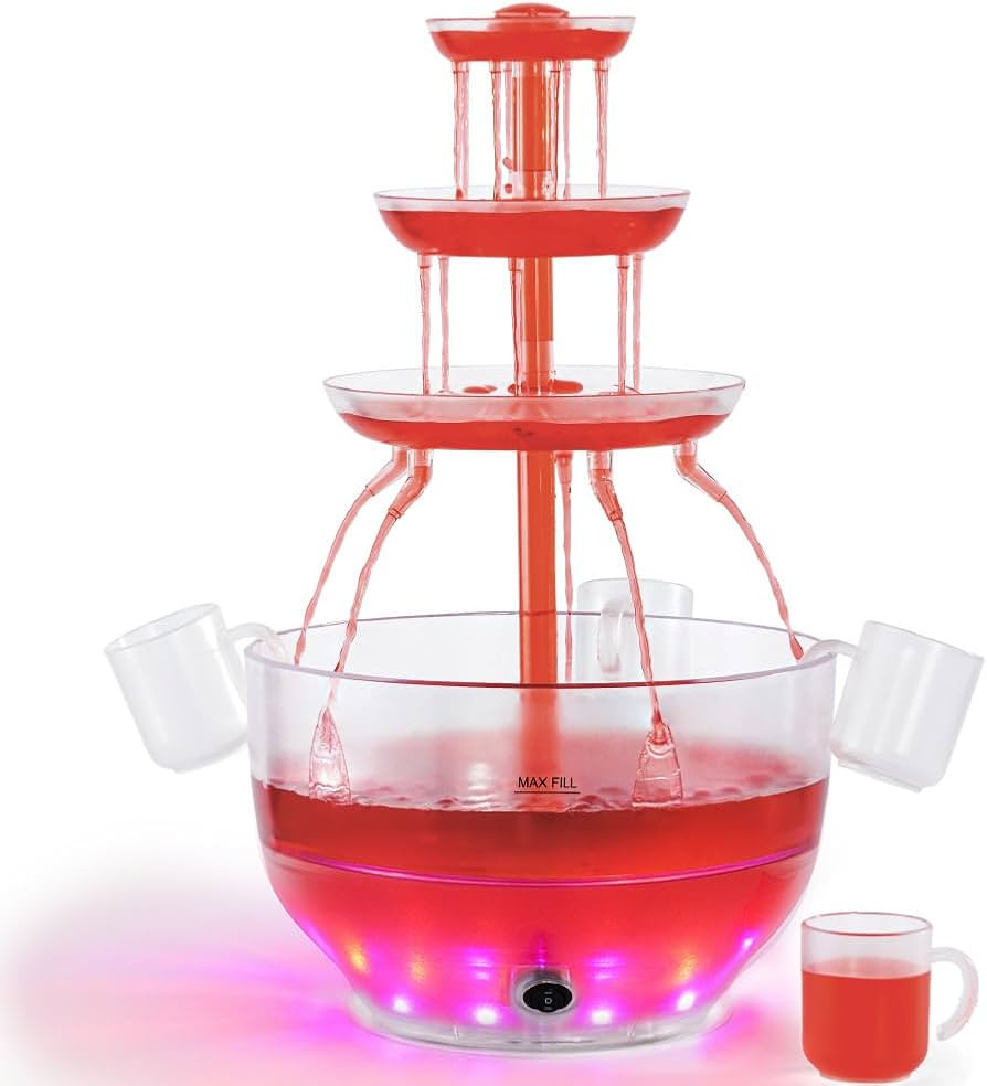 Kusini Drink Fountain for Parties - 1.5 Gal, 3 Tier Punch Bowl Drink Tower, LED Base, 4 Reusable ... | Amazon (US)
