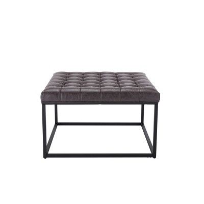 28" Square Button Tufted Metal Ottoman - WOVENBYRD | Target