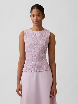 Smocked Sleeveless Boatneck Top | Gap Factory