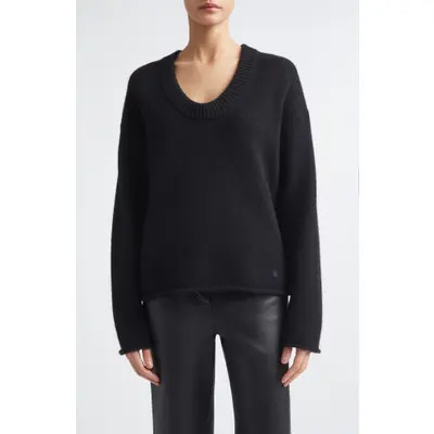 LOULOU DE SAISON Derry Cashmere U-Neck Sweater in Anthracite Melange at Nordstrom, Size Medium | Nordstrom