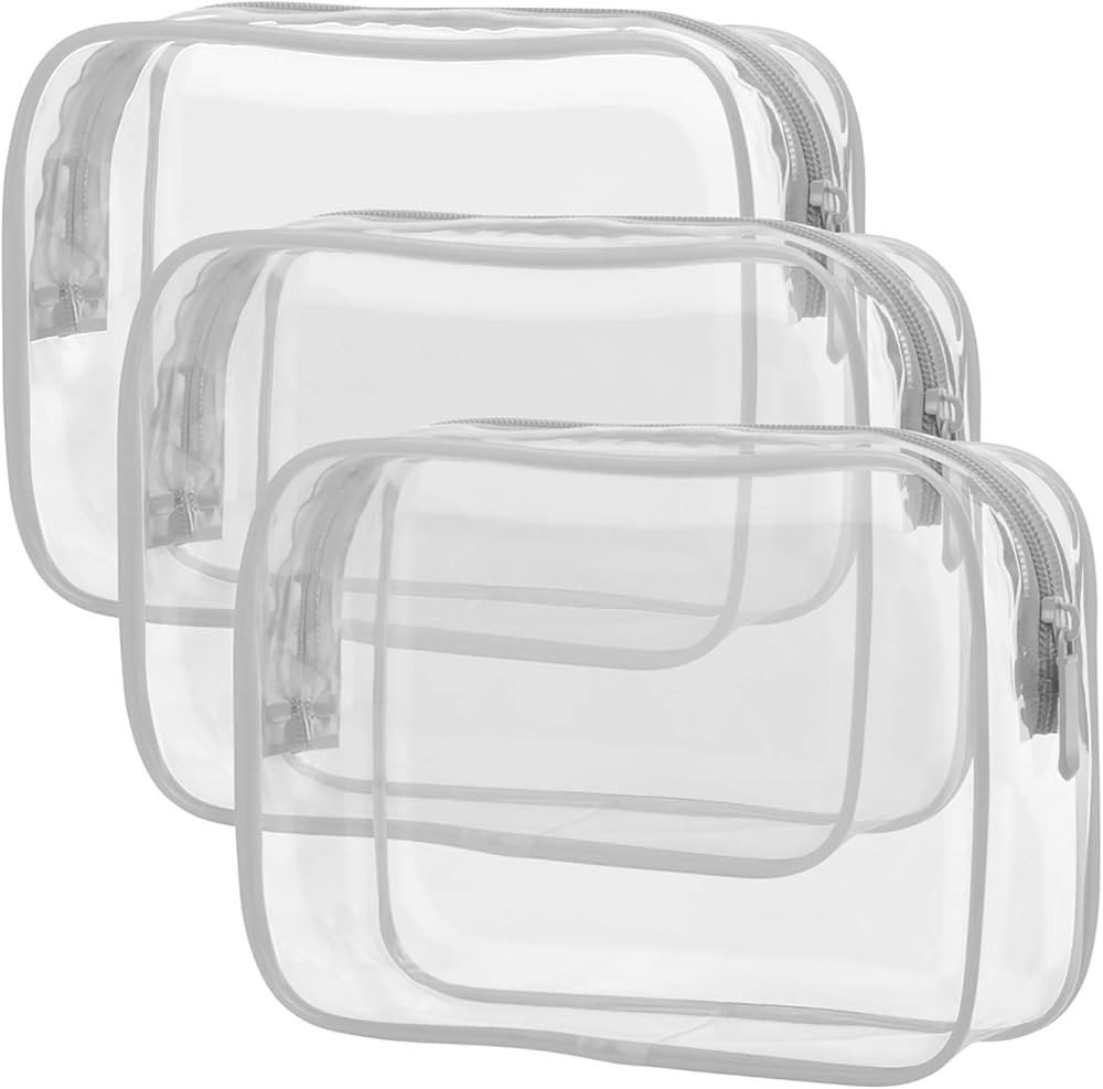 PACKISM Clear Makeup Bag, Waterproof TSA Approved Toiletry Bag Quart Size Bag, Clear Makeup Bags ... | Amazon (US)