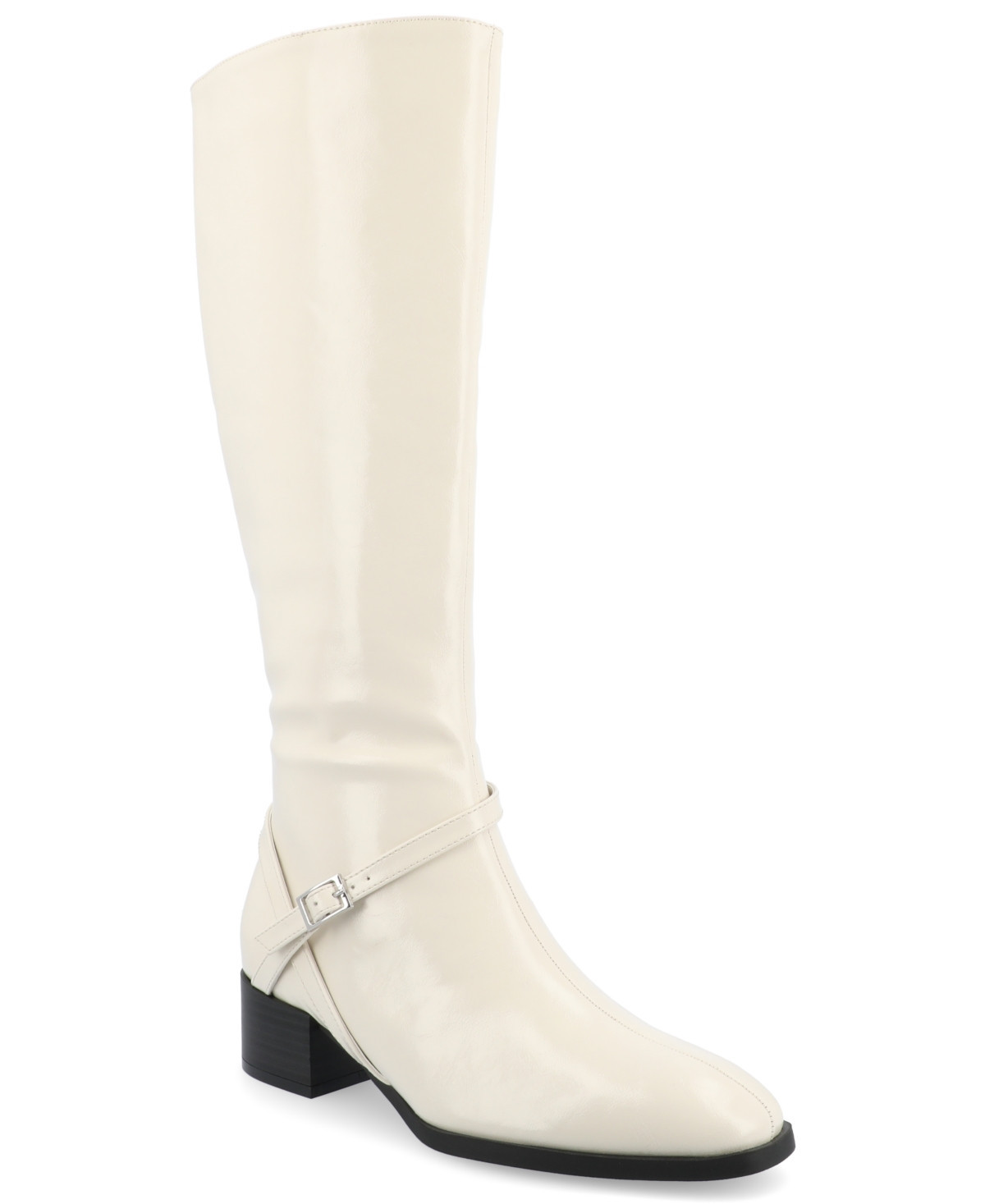 Journee Collection Women's Rhianah Block Heel Knee High Riding Boots - Ivory | Macy's