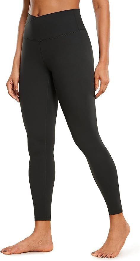 CRZ YOGA Butterluxe Womens V Cross Waist Workout Leggings 26.5" - Crossover High Waist Long Gym L... | Amazon (US)