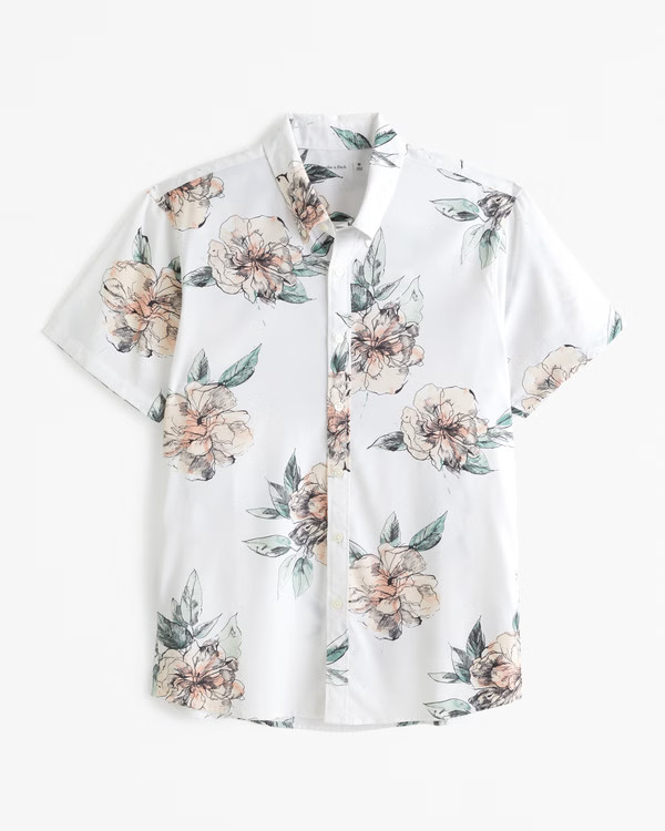 Men's Performance Button-Up Shirt | Men's Tops | Abercrombie.com | Abercrombie & Fitch (US)