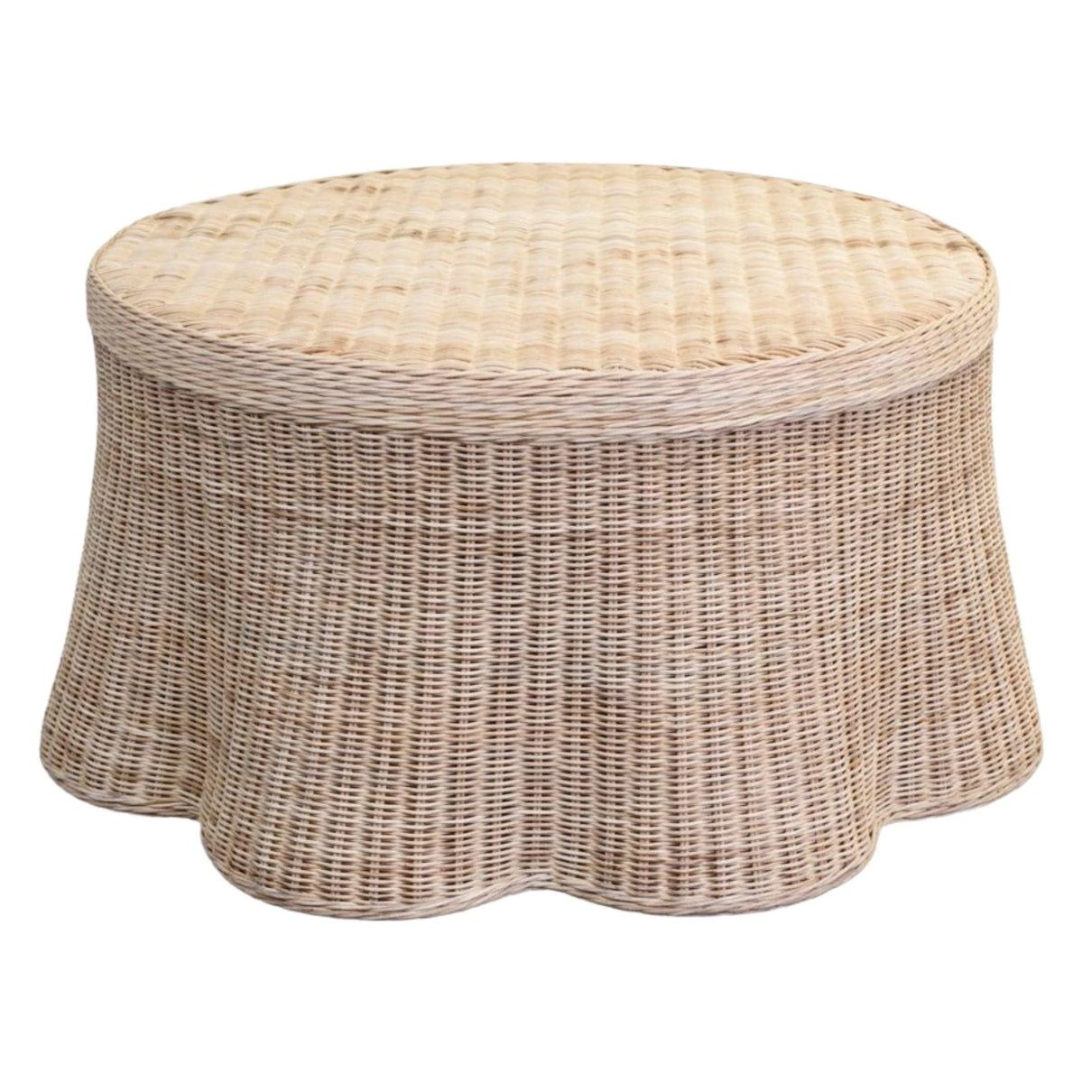 Scalloped Round Wicker Coffee Table | The Well Appointed House, LLC