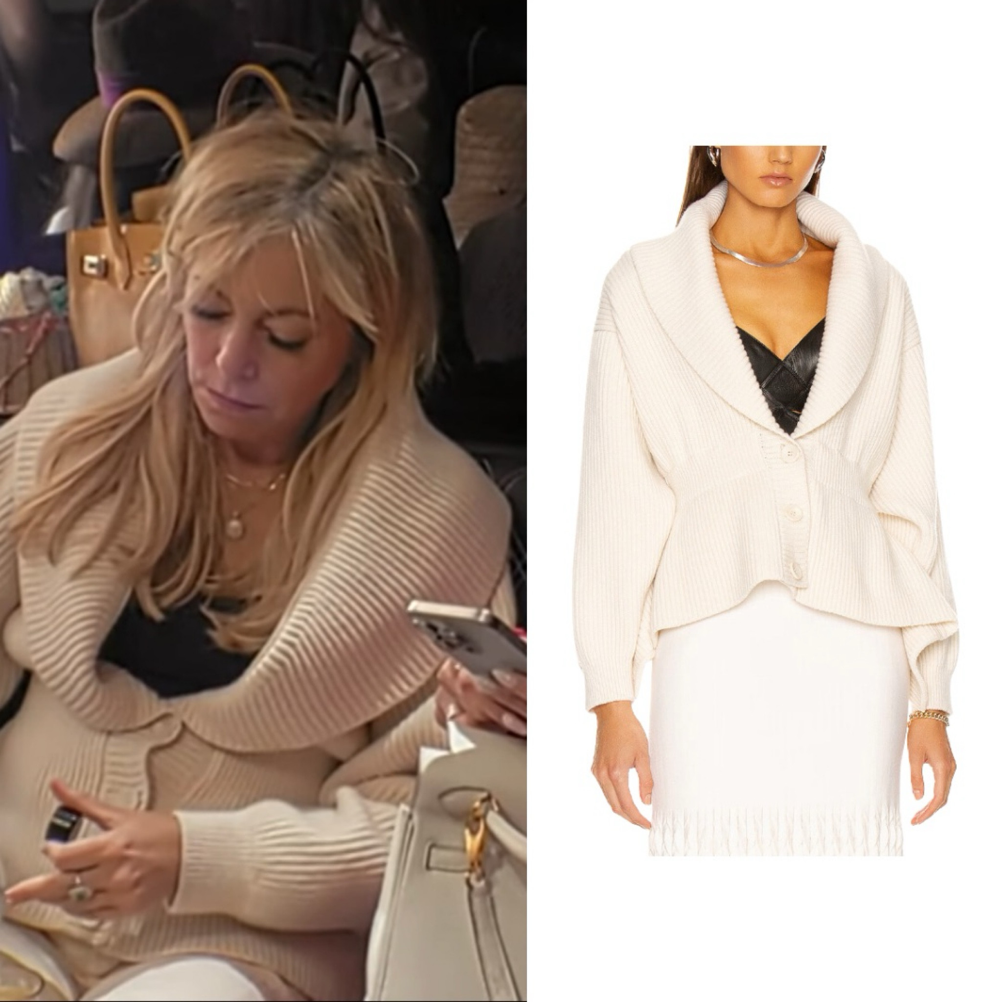 Sutton Stracke’s Ivory Shawl Collar Cardigan 