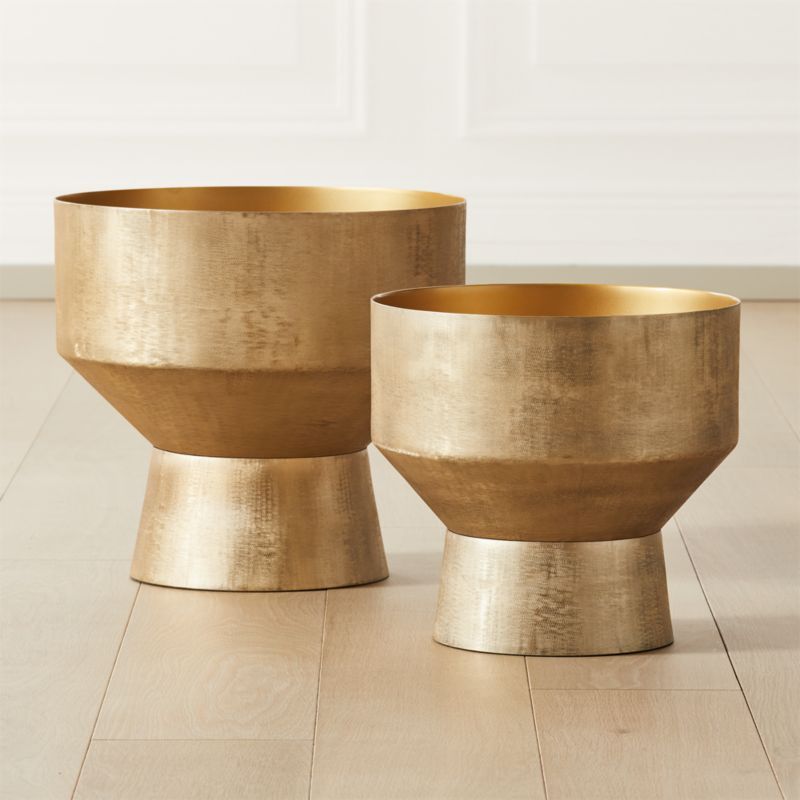 Bast Brass Floor Modern Planters | CB2 | CB2