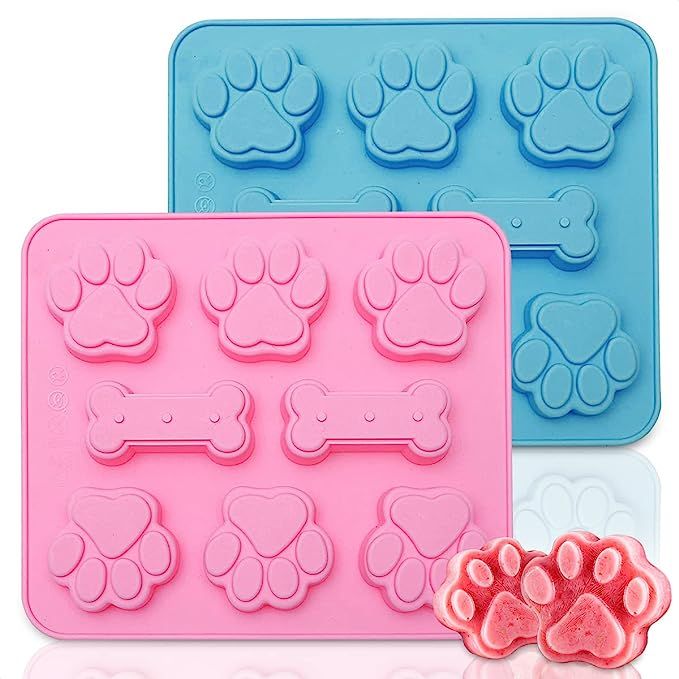 Paw and Bone Mold Silicone Molds for Baking - 2Pcs Dog Treat Molds Puppy Paw Mold Ice Cubes Choco... | Amazon (US)
