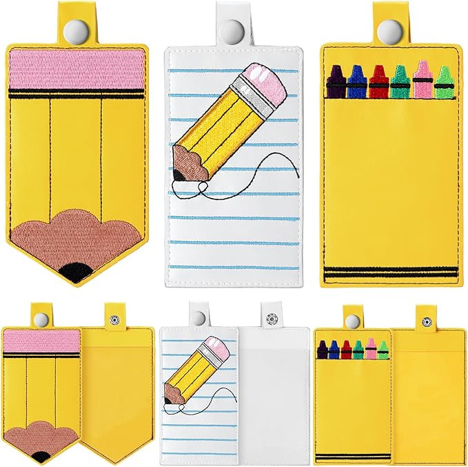Geyoga 6 Pcs Teacher ID Badge Holder Cute Pencil Crayon Themed ID Card Holder Personalized Pencil... | Amazon (US)