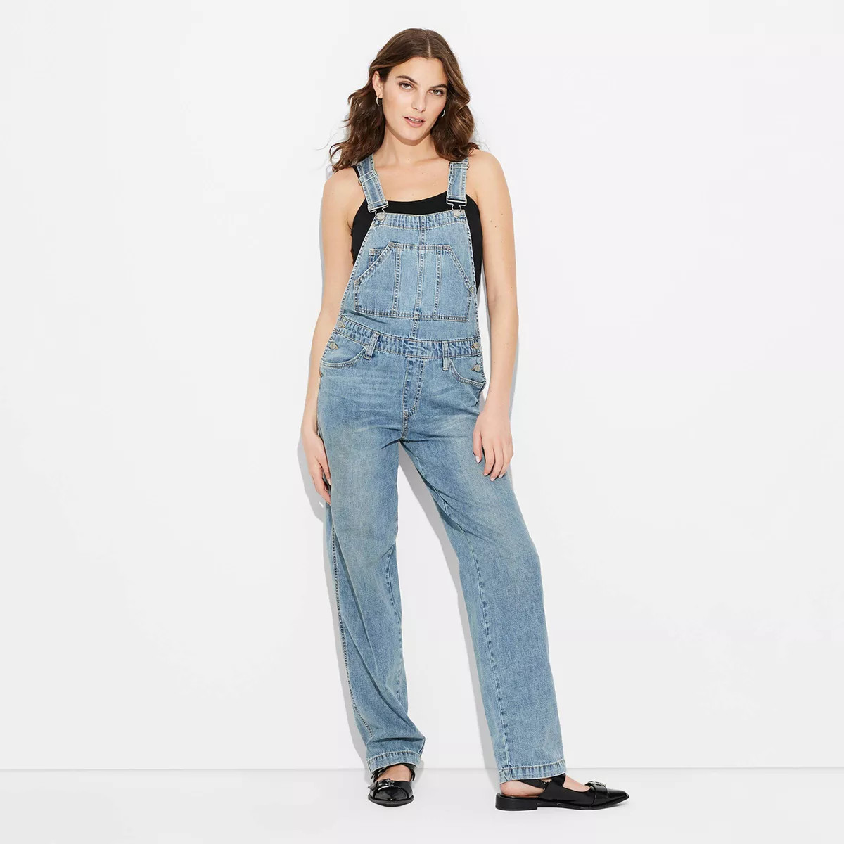 Women's Relaxed Baggy Overalls - Wild Fable™ Black Wash 4X | Target